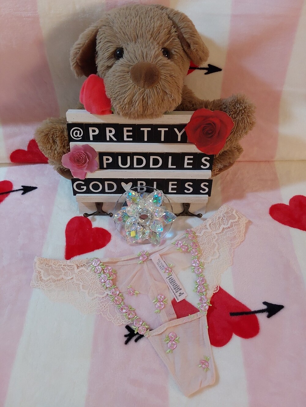 💐 M 💕 VS Dream Angels Rosebud Embroidery Thong Panty 💐